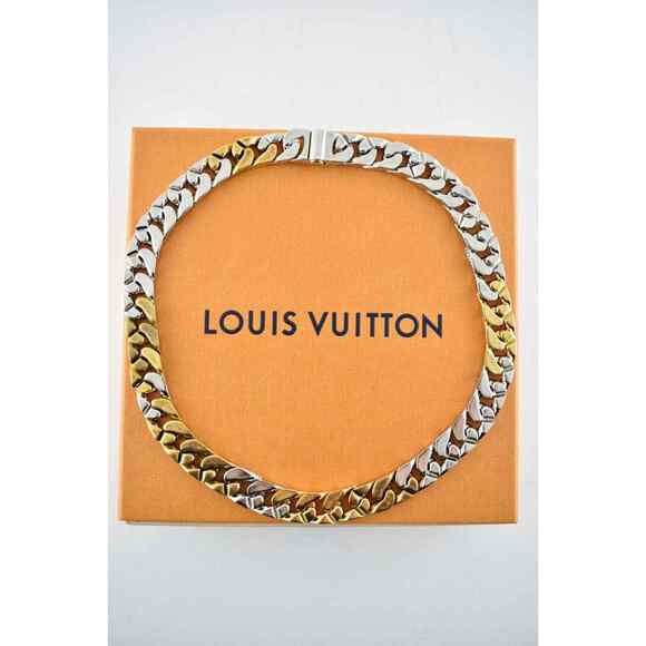 Louis Vuitton Soapy Cuban Link Gold Silver Crystal Virgil Abloh Chain Necklace - Picture 10 of 12